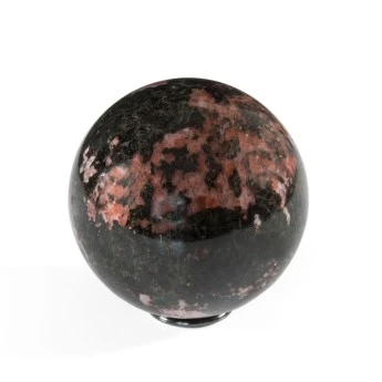 large polished rhodonite sphere